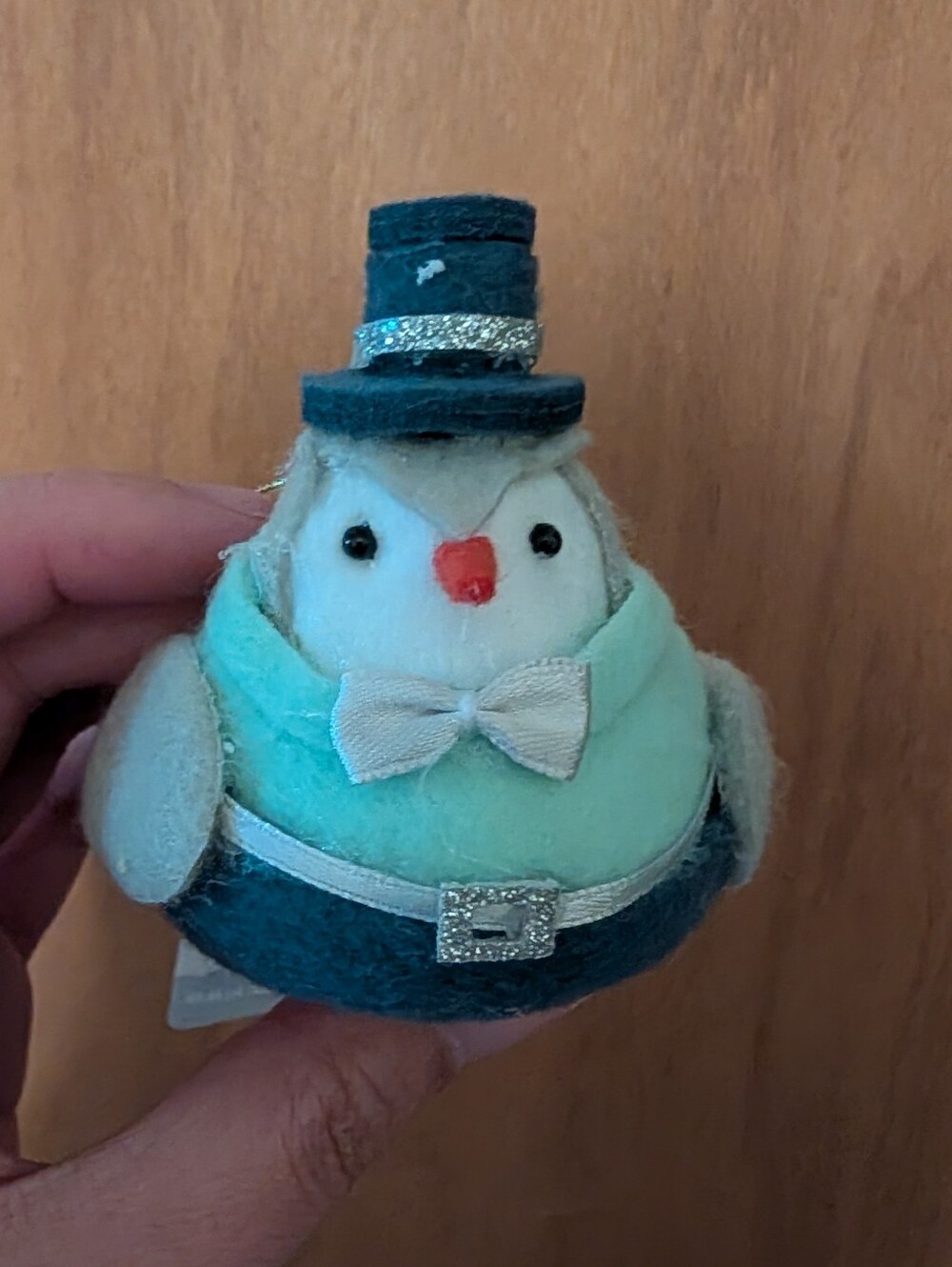 Target Wondershop Teal and White Felt Bird Ornament